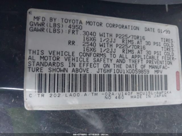 1999 LEXUS RX 300 JT6HF10U1X0059859 Photo 8