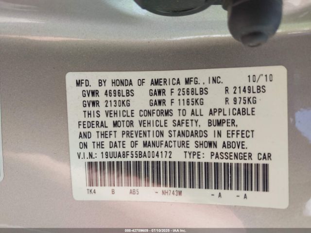 2011 ACURA TL 19UUA8F55BA004172 Photo 8