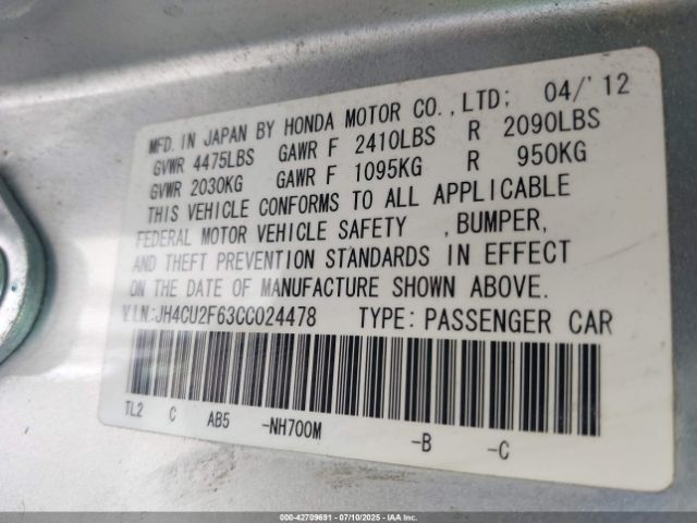 2012 ACURA TSX JH4CU2F63CC024478 Photo 8