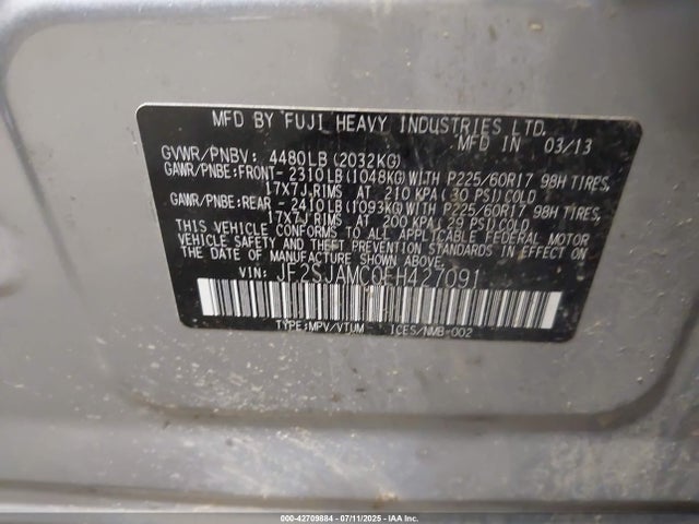 JF2SJAMC0EH427091 Subaru 2.5na u5