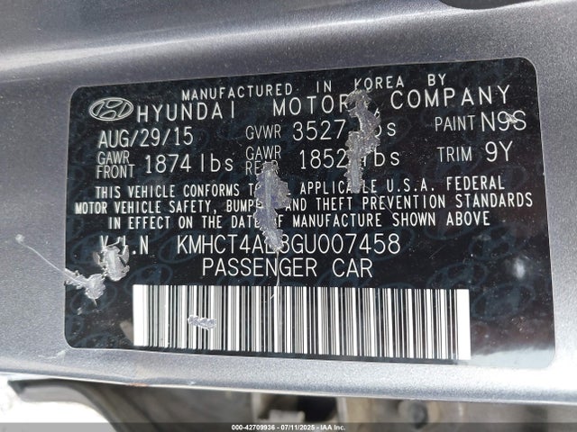 Hyundai dohc gdi gamma 2016 KMHCT4AE8GU007458 Image 9