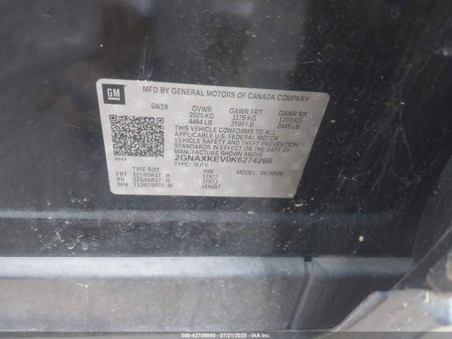 2019 CHEVROLET EQUINOX 2GNAXKEV0K6274266 Photo 8