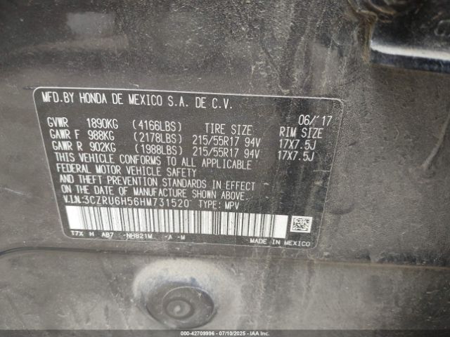 2017 HONDA HR-V 3CZRU6H56HM731520 Photo 8