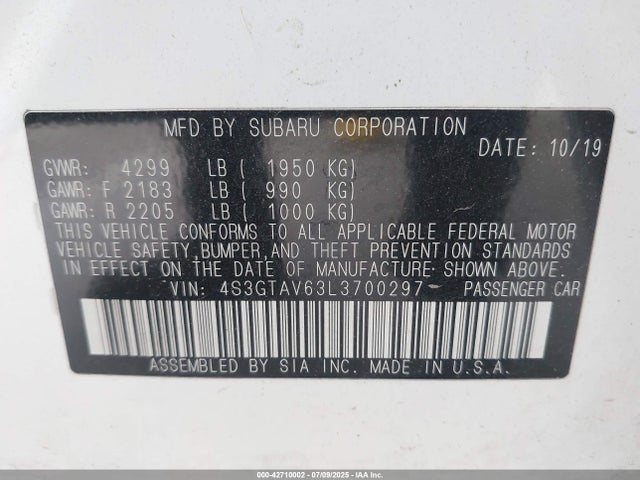 4S3GTAV63L3700297 Subaru Impreza