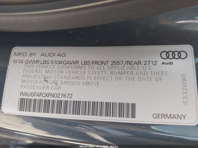 2015 AUDI A6 WAUGFAFCXFN027672 Photo 8