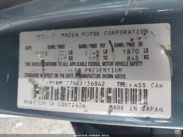 Mazda pe 2014 JM1BM1T76E1136842 Image 9