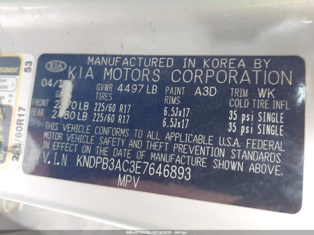 KIA dohc gdi theta ii 2014 KNDPB3AC3E7646893 Image 9