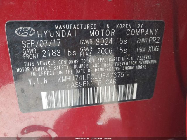2018 HYUNDAI ELANTRA KMHD74LF0JU547375 Photo 8