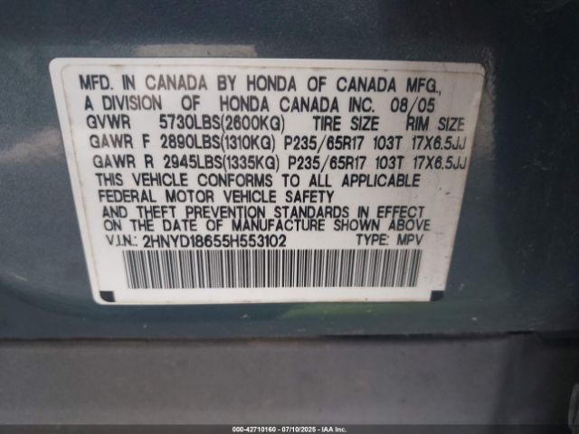 2005 ACURA MDX 2HNYD18655H553102 Photo 8
