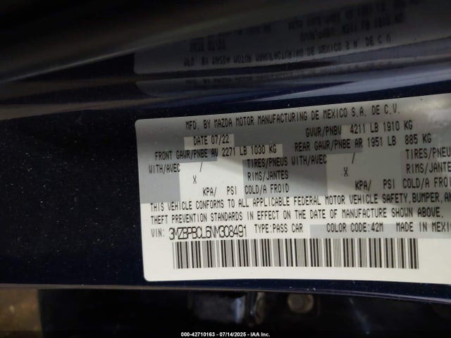 3MZBPBCL6NM308491 Mazda py
