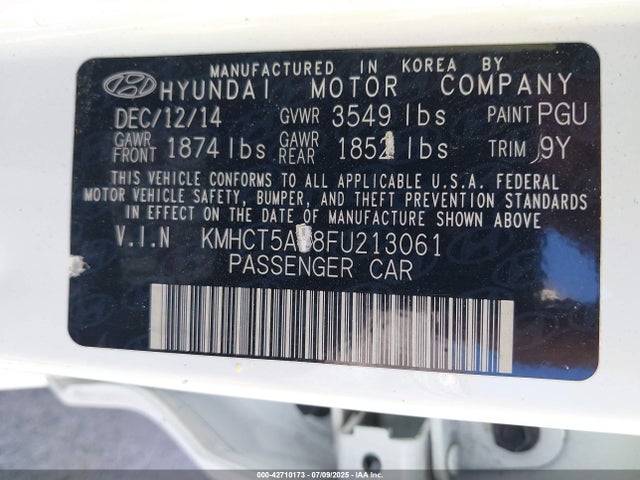 KMHCT5AE8FU213061 Hyundai dohc gdi gamma