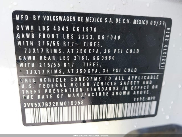 3VV5X7B22RM015958 Volkswagen tsi