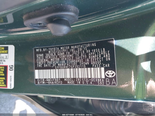 5YFBURHE7GP392119 Toyota 2zr-fe