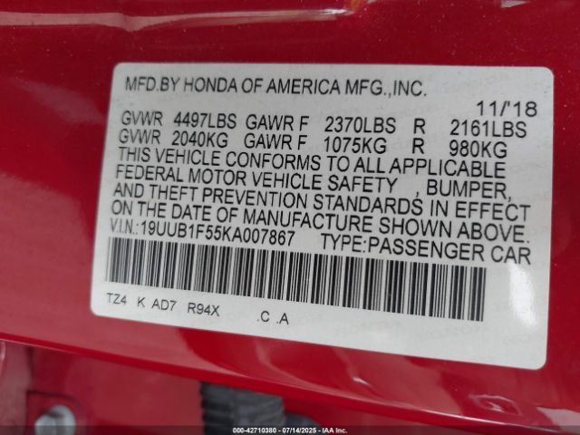 2019 ACURA TLX 19UUB1F55KA007867 Photo 8