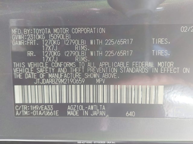 JTJDARBZ9M2190659 Lexus 8ar-fts