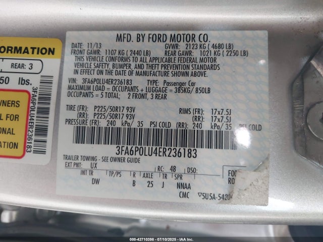 3FA6P0LU4ER236183 Ford 2014