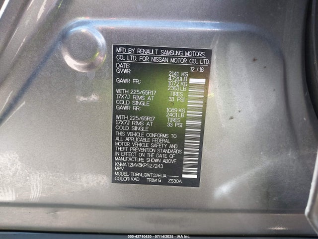 Nissan 2019 2019 KNMAT2MV8KP527243 Image 9