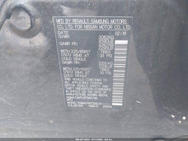 KNMAT2MT1JP565796 Nissan 2018