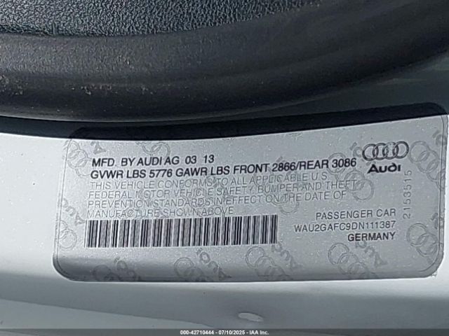 2013 AUDI A7 WAU2GAFC9DN111387 Photo 8