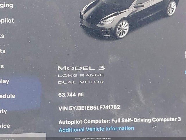 5YJ3E1EB5LF741782 Tesla 2020