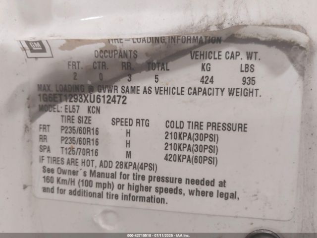 1999 CADILLAC ELDORADO 1G6ET1293XU612472 Photo 8