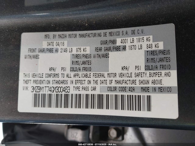 3MZBM1T74GM300463 Mazda pe
