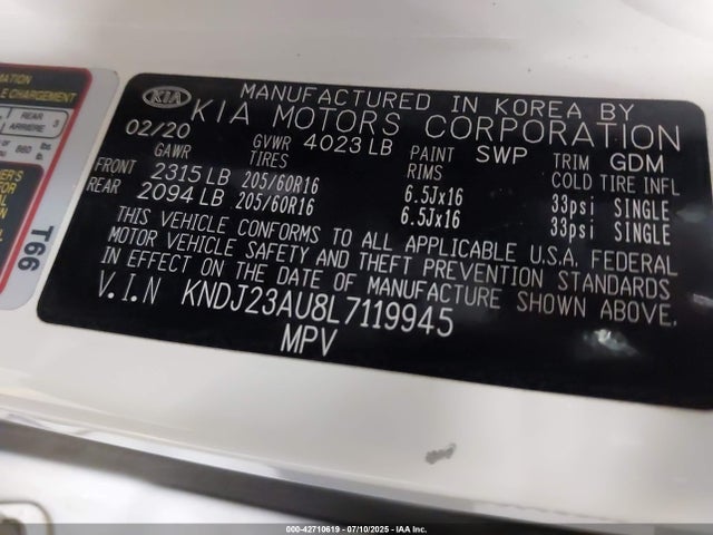 KNDJ23AU8L7119945 KIA mpi nu