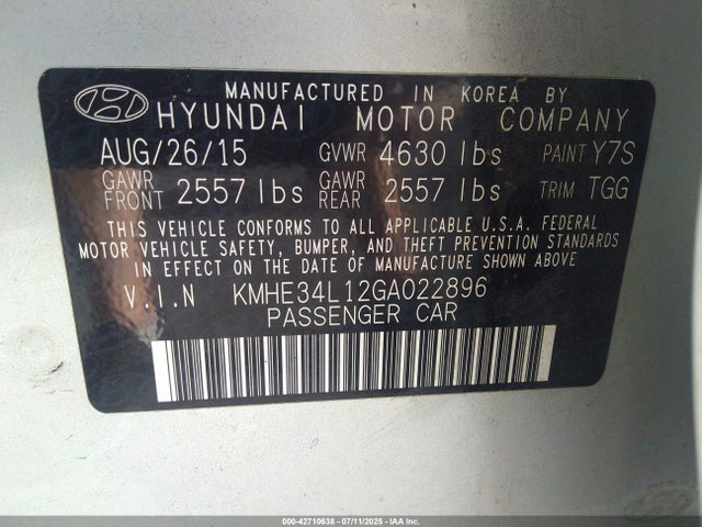 KMHE34L12GA022896 Hyundai dohc gdi nu