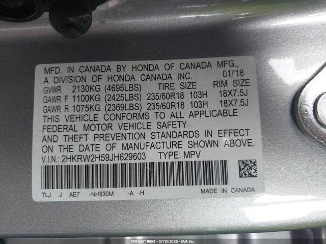 2HKRW2H59JH629603 Honda l15be