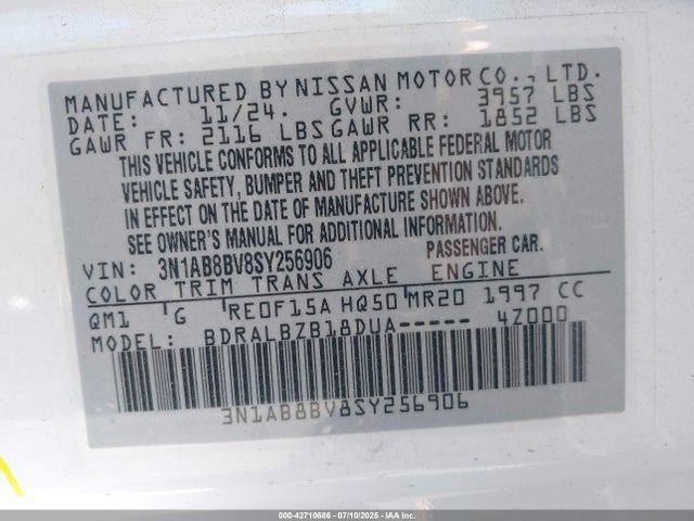 Nissan Sentra 2025 3N1AB8BV8SY256906 Image 9