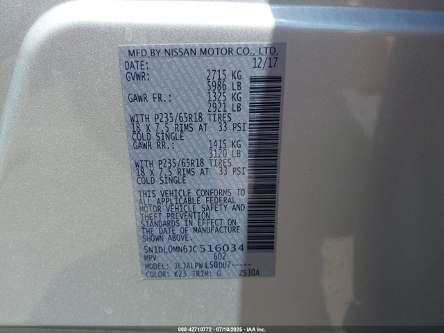 5N1DL0MN6JC516034 Infiniti 2018