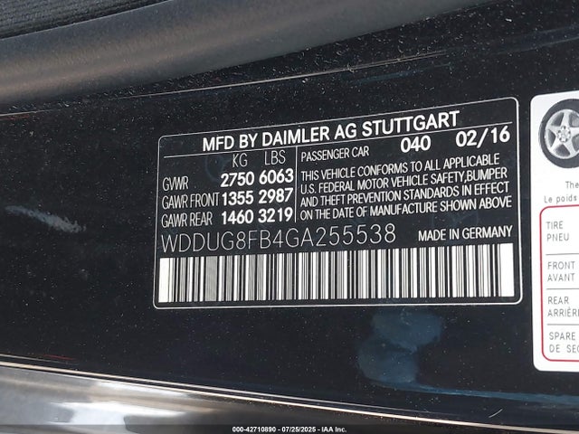 WDDUG8FB4GA255538 Mercedes-Benz S-Class