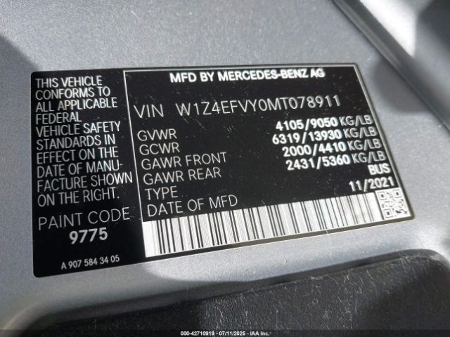 2021 MERCEDES-BENZ SPRINTER 2500 W1Z4EFVY0MT078911 Photo 8