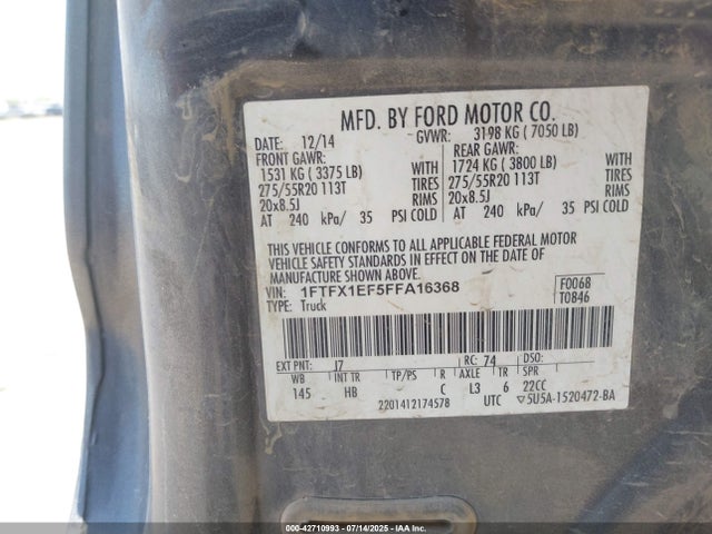 Ford 2015 2015 1FTFX1EF5FFA16368 Image 9