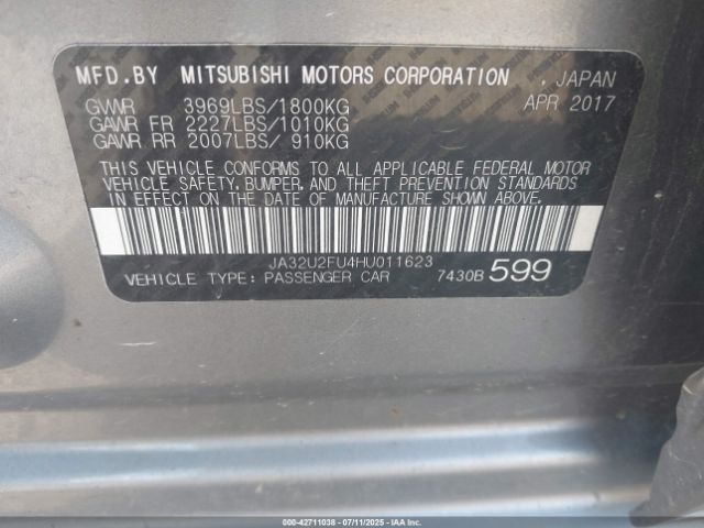 2017 MITSUBISHI LANCER JA32U2FU4HU011623 Photo 8