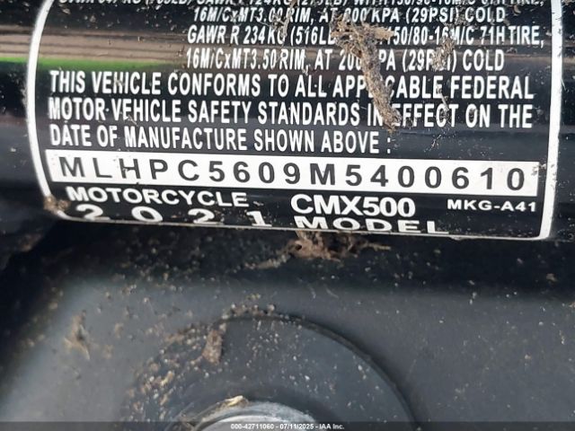 2021 HONDA CMX500 MLHPC5609M5400610 Photo 9