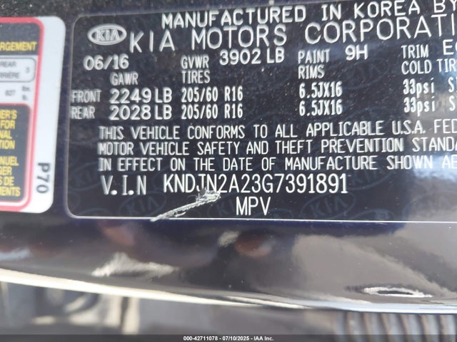 KIA gdi gamma 2016 KNDJN2A23G7391891 Image 9