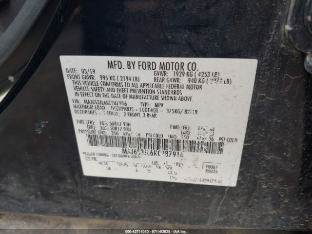 2019 FORD ECOSPORT MAJ6S3JL6KC287916 Photo 8