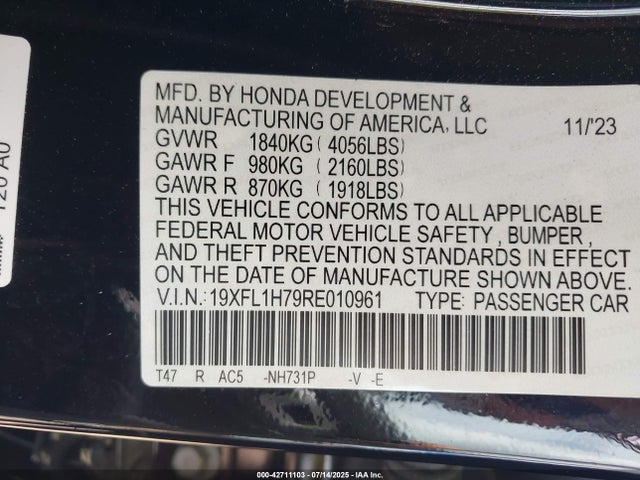 19XFL1H79RE010961 Honda l15b7