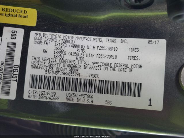 2017 TOYOTA TUNDRA 5TFDW5F19HX655791 Photo 8