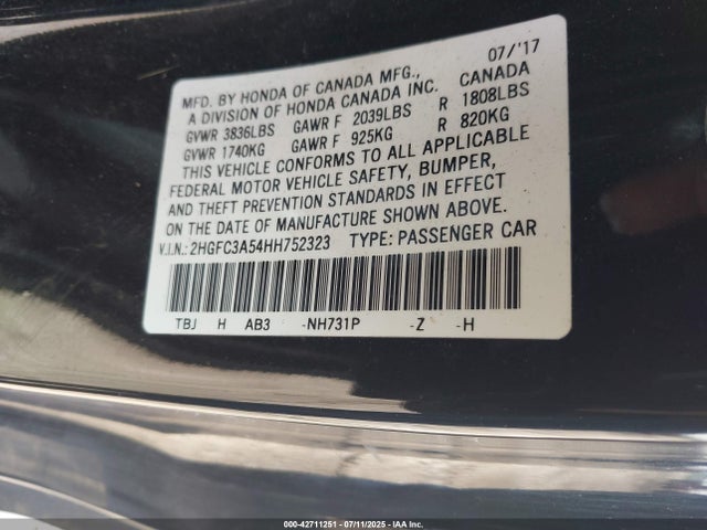 2HGFC3A54HH752323 Honda l15b7
