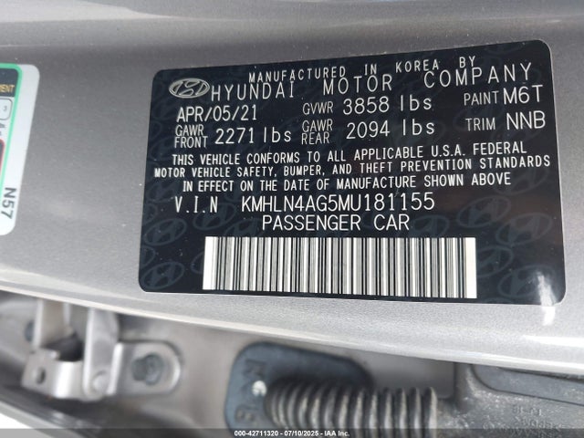 KMHLN4AG5MU181155 Hyundai mpi nu pe