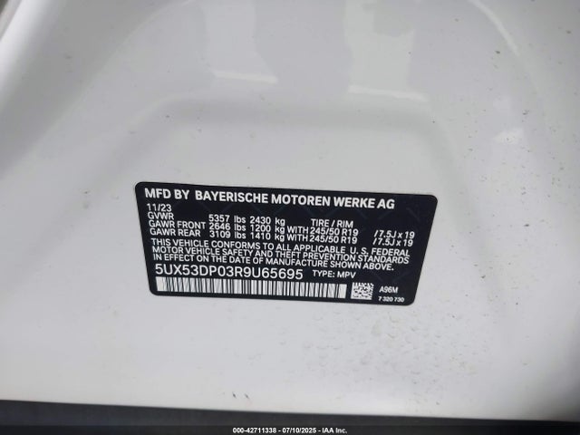 5UX53DP03R9U65695 BMW X3