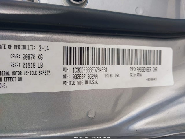 Dodge Dart 2014 1C3CDFBB3ED794631 Image 9