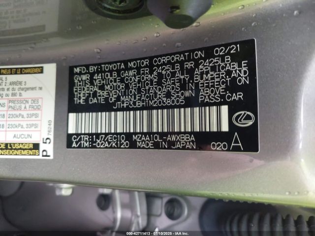 2021 LEXUS UX 200 JTHP3JBH1M2038005 Photo 8