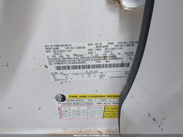 1FMJK1LTXJEA22243 Ford 3.5l gtdi