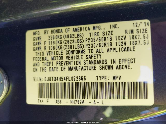 2015 ACURA RDX 5J8TB4H54FL022865 Photo 8