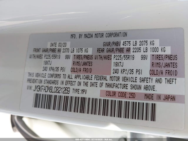 JM3KFADM8L0821269 Mazda py cylinder deactivation