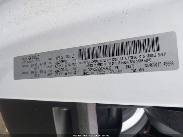 RAM Promaster 1500 2019 3C6TRVBG6KE549827 Image 9