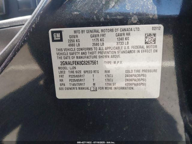 2012 CHEVROLET EQUINOX 2GNALFEK8C6267561 Photo 8